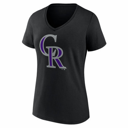 Colorado Rockies Women's Logo V-Neck T-Shirt - Black