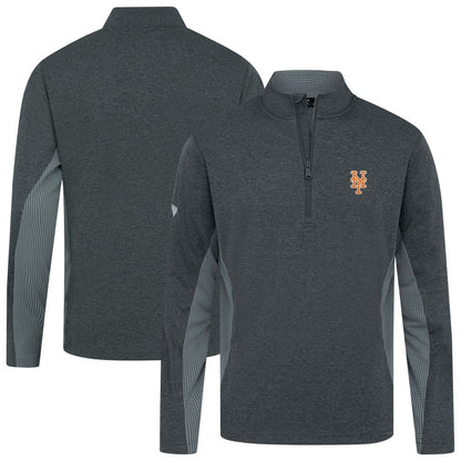 New York Mets Levelwear Waffle Insignia 2.0 Quarter-Zip Pullover - Heather Black