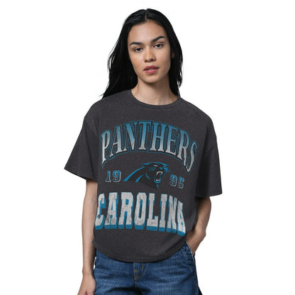 Carolina Panthers Starter Women's Oversized Hall of Fame T-Shirt - Heather Black on sale
