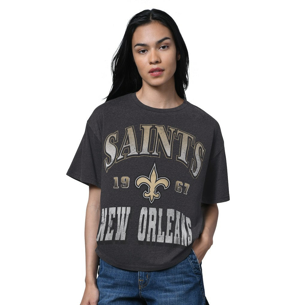 New Orleans Saints Starter Women's Oversized Hall of Fame T-Shirt - Heather Black for sale
