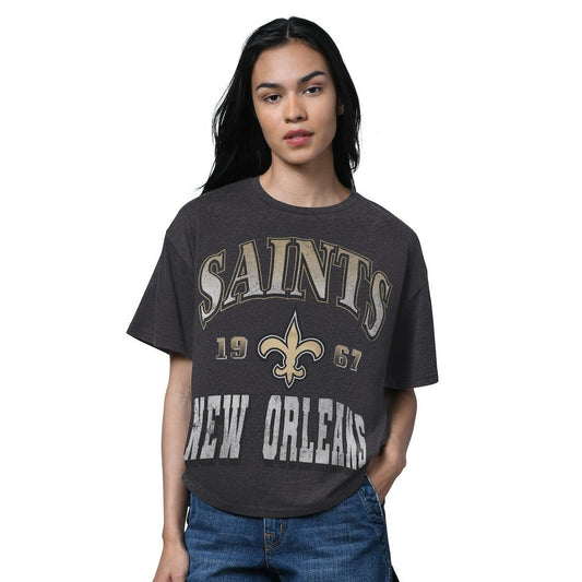 New Orleans Saints Starter Women's Oversized Hall of Fame T-Shirt - Heather Black for sale