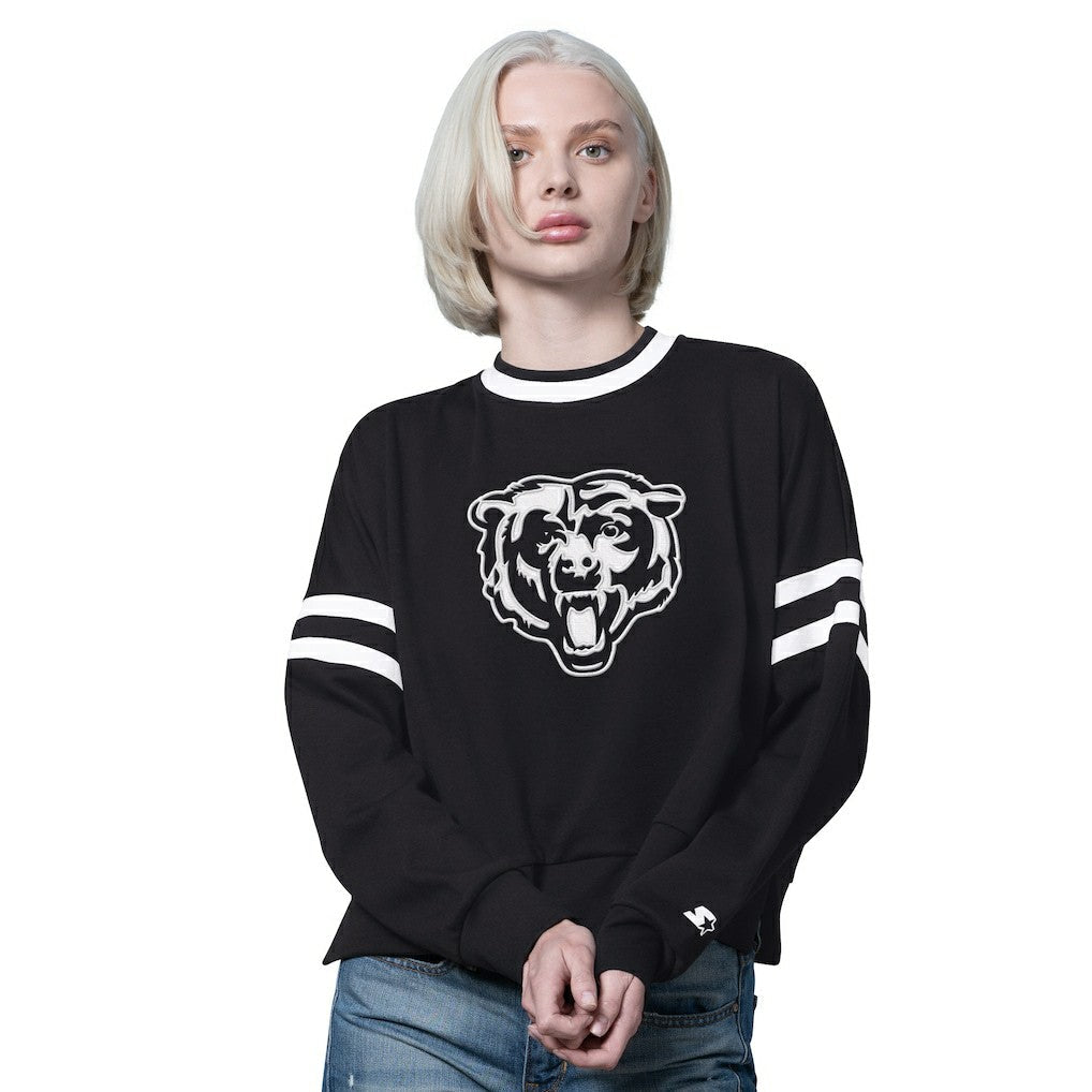 Chicago Bears Starter Women's Rally Drop Shoulder Cropped Sweatshirt - Black sale