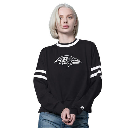 Baltimore Ravens Starter Women's Rally Drop Shoulder Cropped Sweatshirt - Black for sale