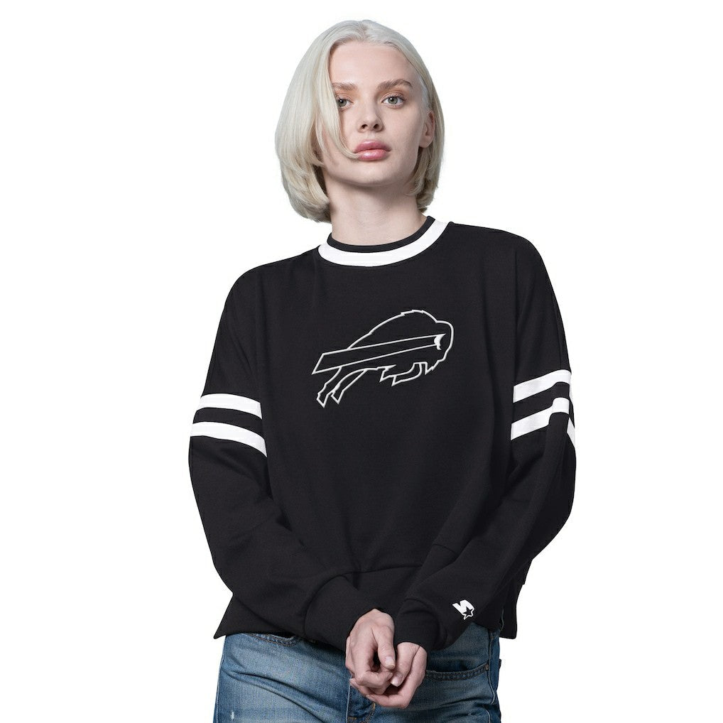 Buffalo Bills Starter Women's Rally Drop Shoulder Cropped Sweatshirt - Black cheap