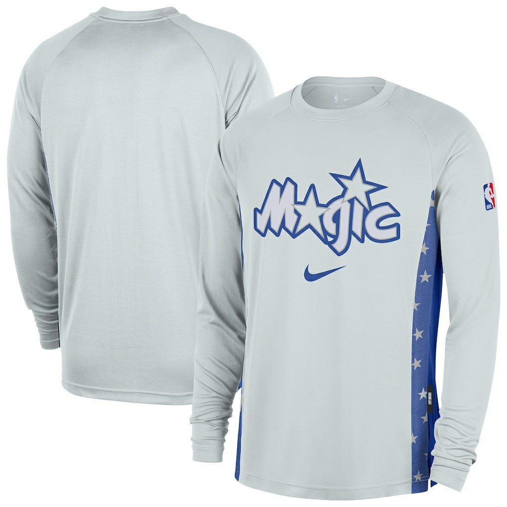 Orlando Magic 2025/26 City Edition Authentic Pregame Dri-FIT Long Sleeve Shooting T-Shirt - Silver | Nike for sale