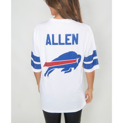 Josh Allen Buffalo Bills Cuce Women's Crystal V-Neck Tunic - White for sale