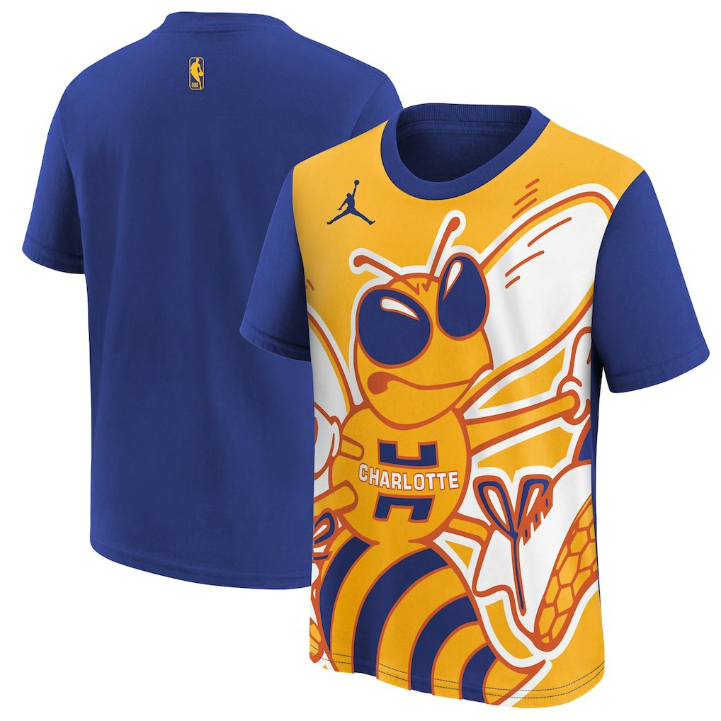Charlotte Hornets Jordan Brand Youth 2025/26 City Edition Max90 T-Shirt - Blue/Yellow cheap