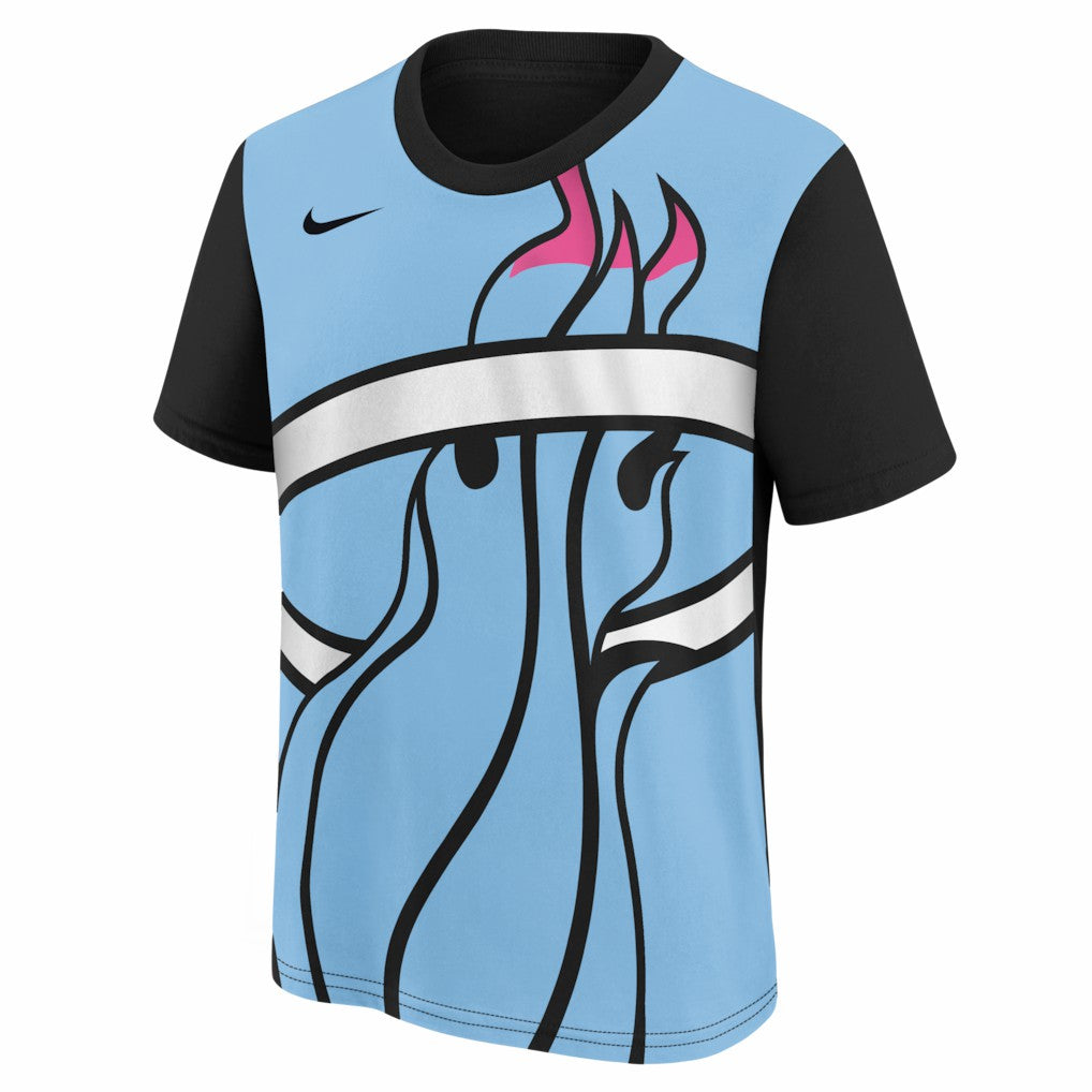 Miami Heat Youth 2025/26 City Edition Max90 T-Shirt - Light Blue/Black | Nike sale