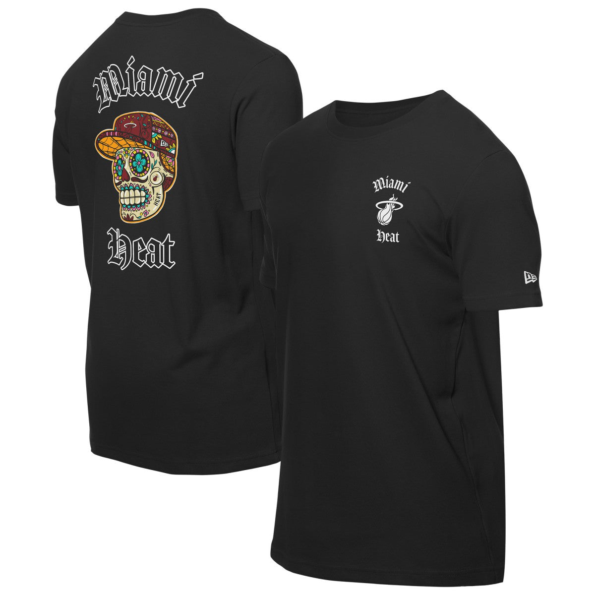 Miami Heat Sugar Skulls T-Shirt - Black | New Era shop