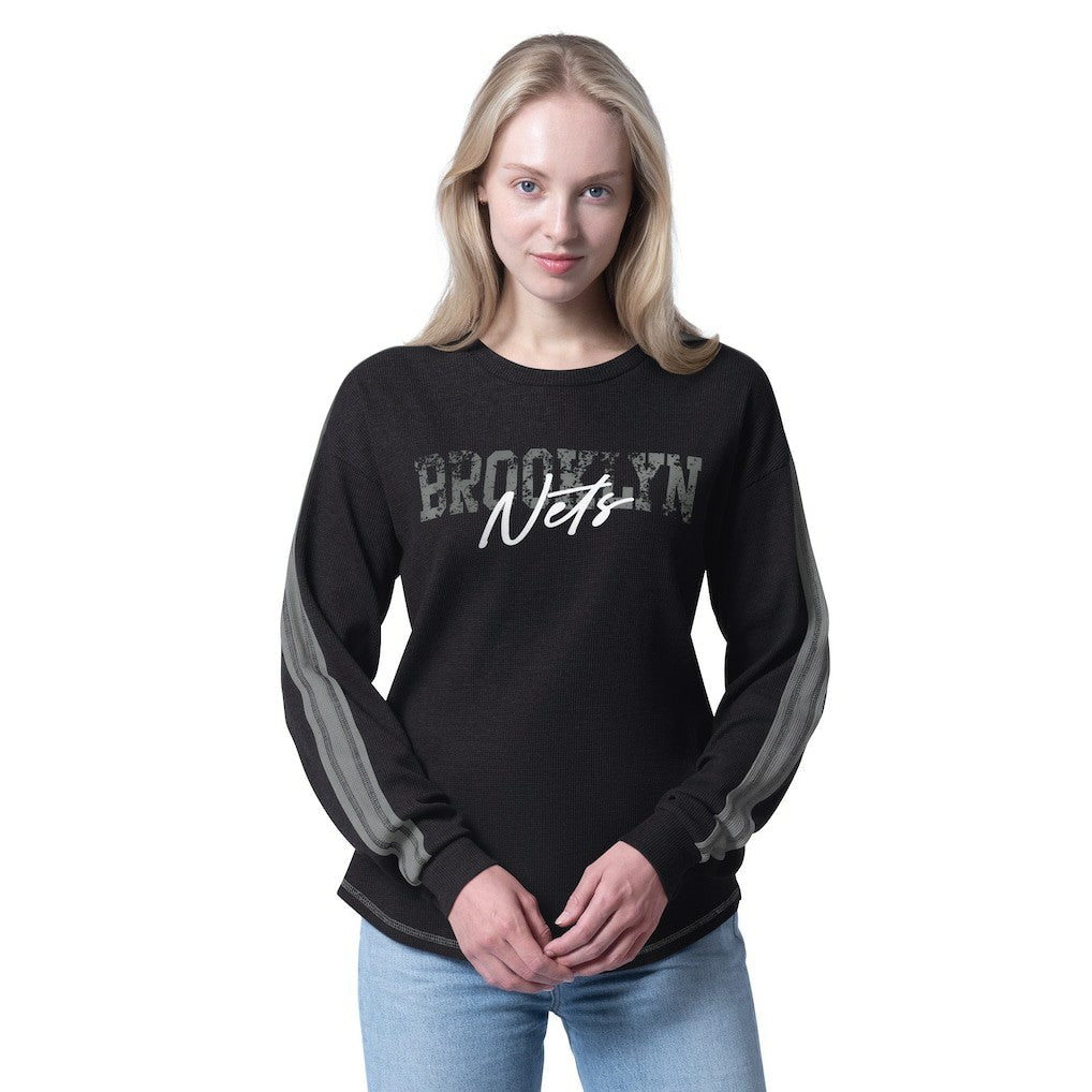 Brooklyn Nets G-III 4Her by Carl Banks Women's Advantage Tri-Blend Long Sleeve T-Shirt - Black on sale