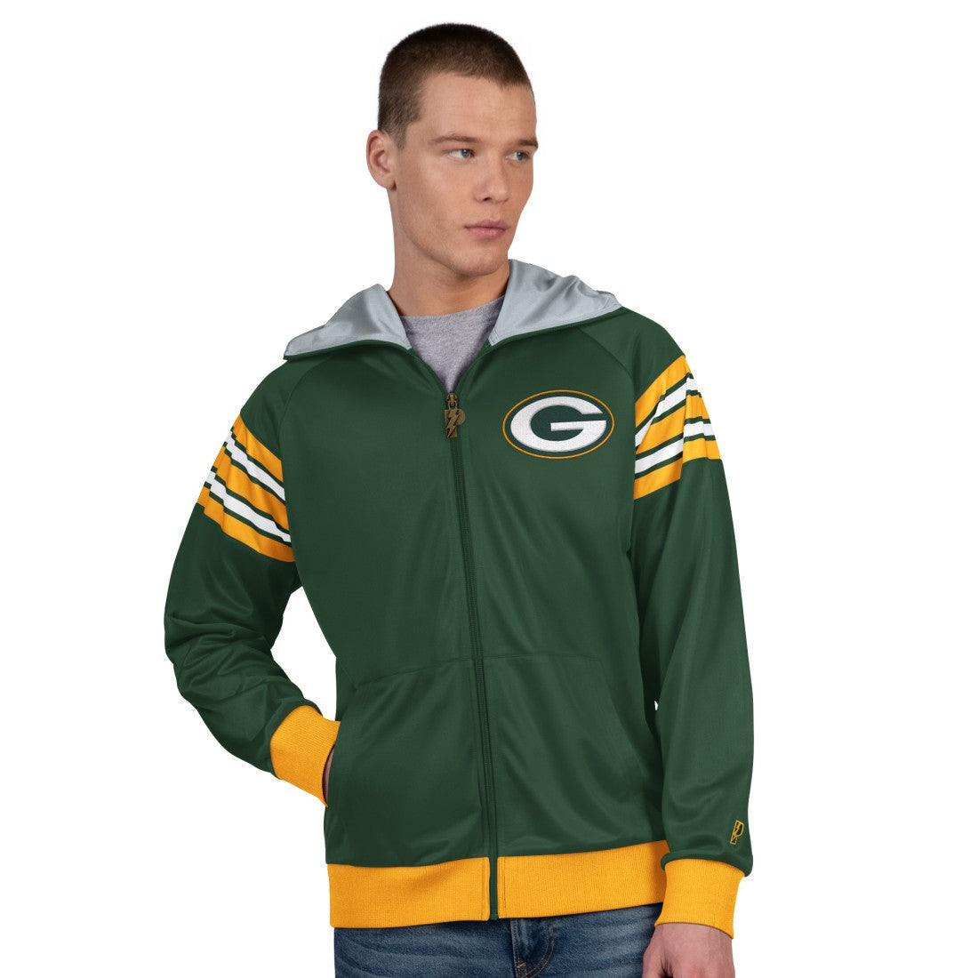 Green Bay Packers Pro Player Helmet Full-Zip Hooded Track Jacket - Green/Gold for sale