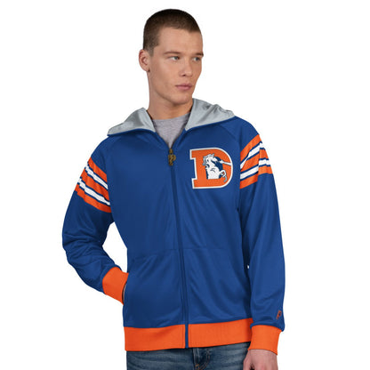 Denver Broncos Pro Player Retro Helmet Full-Zip Hooded Track Jacket - Royal/Orange discount