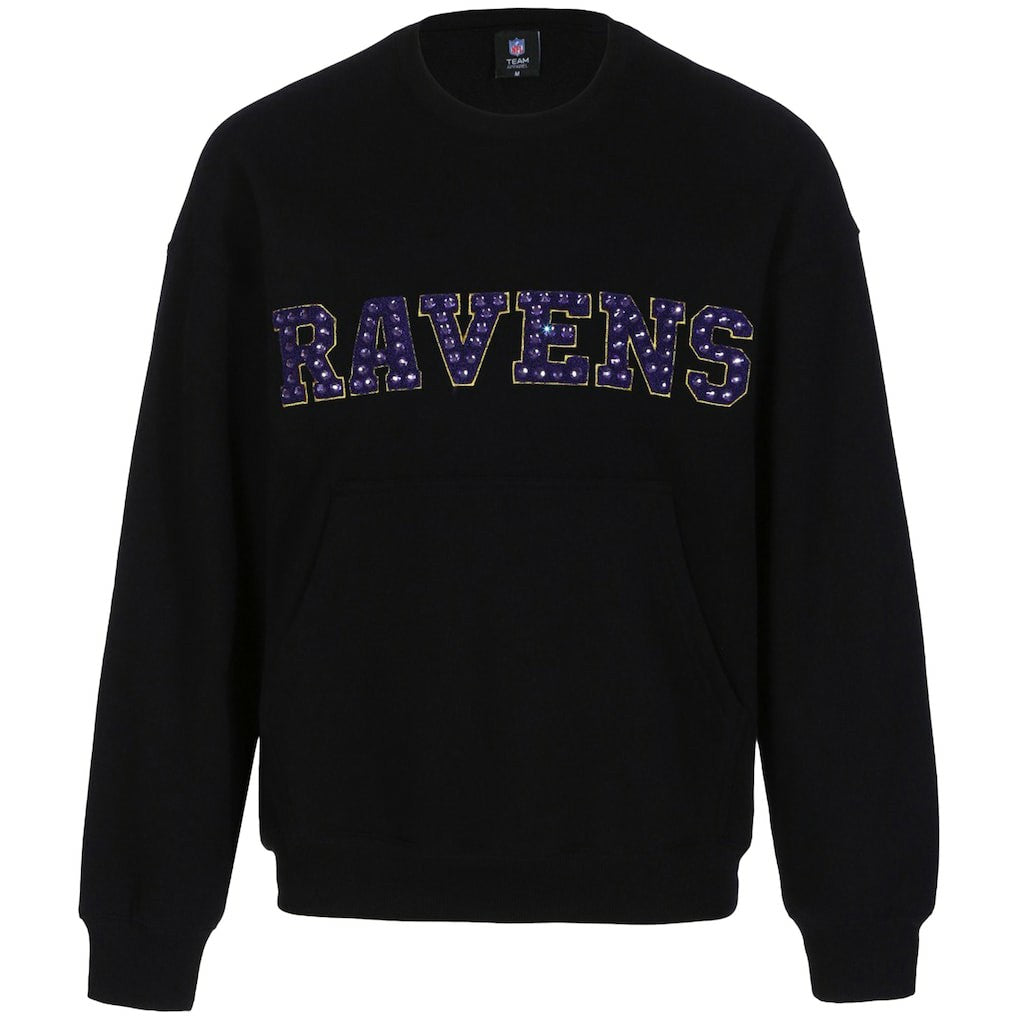 Baltimore Ravens Cuce Women's Chenille Jeweled Sweatshirt - Black outlet