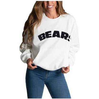 Chicago Bears Cuce Women's Chenille Jeweled Sweatshirt - White discount