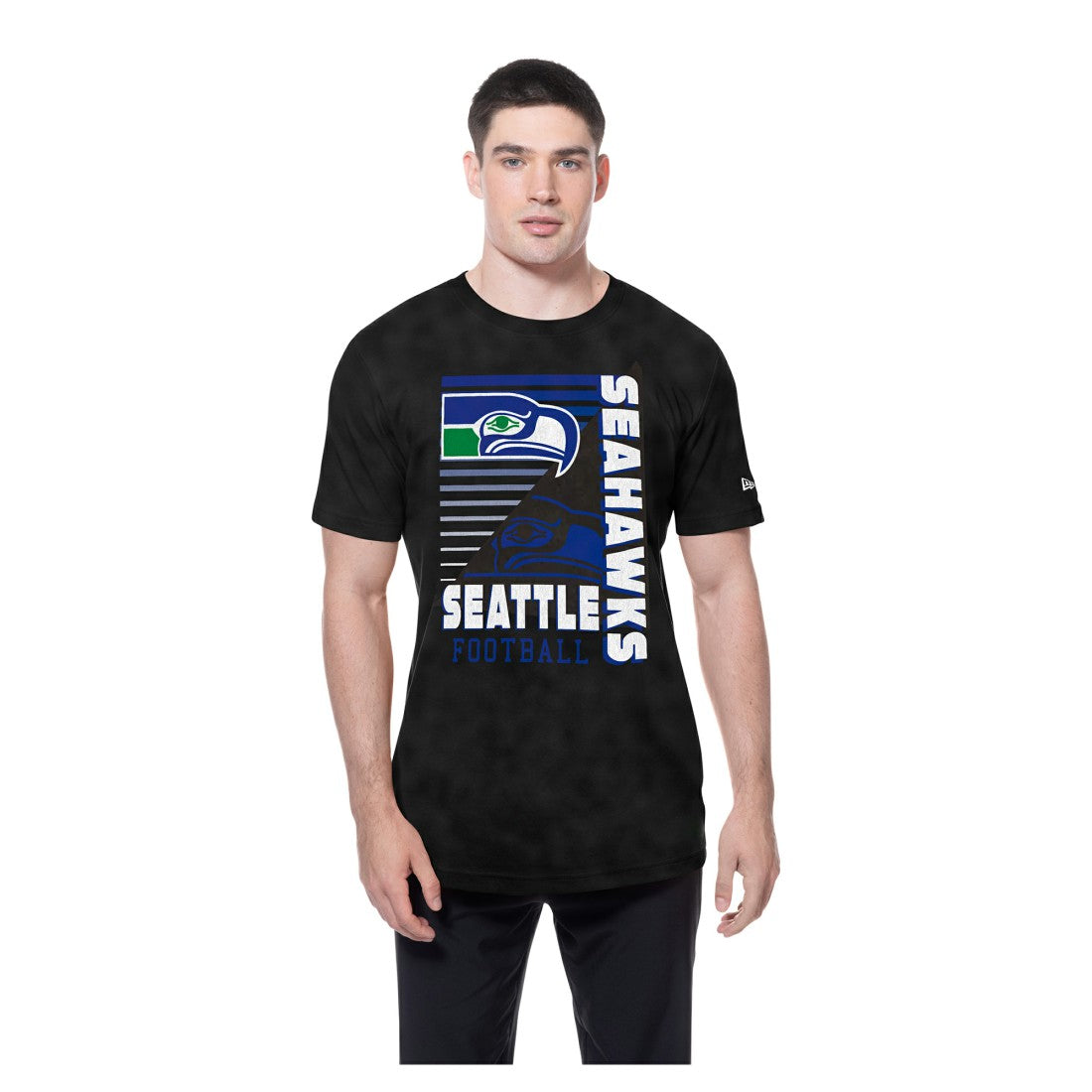 Seattle Seahawks New Era Retro Logo Enzyme Washed Oversized T-Shirt - Black on sale