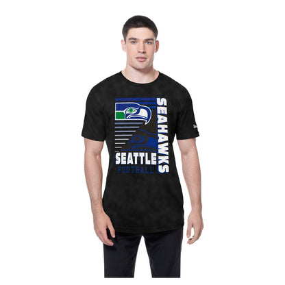Seattle Seahawks New Era Retro Logo Enzyme Washed Oversized T-Shirt - Black on sale