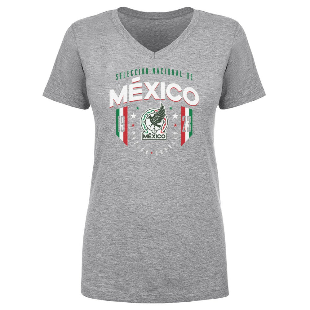 Mexico National Team 500 Level Women's V-Neck T-Shirt - Heather Gray discount