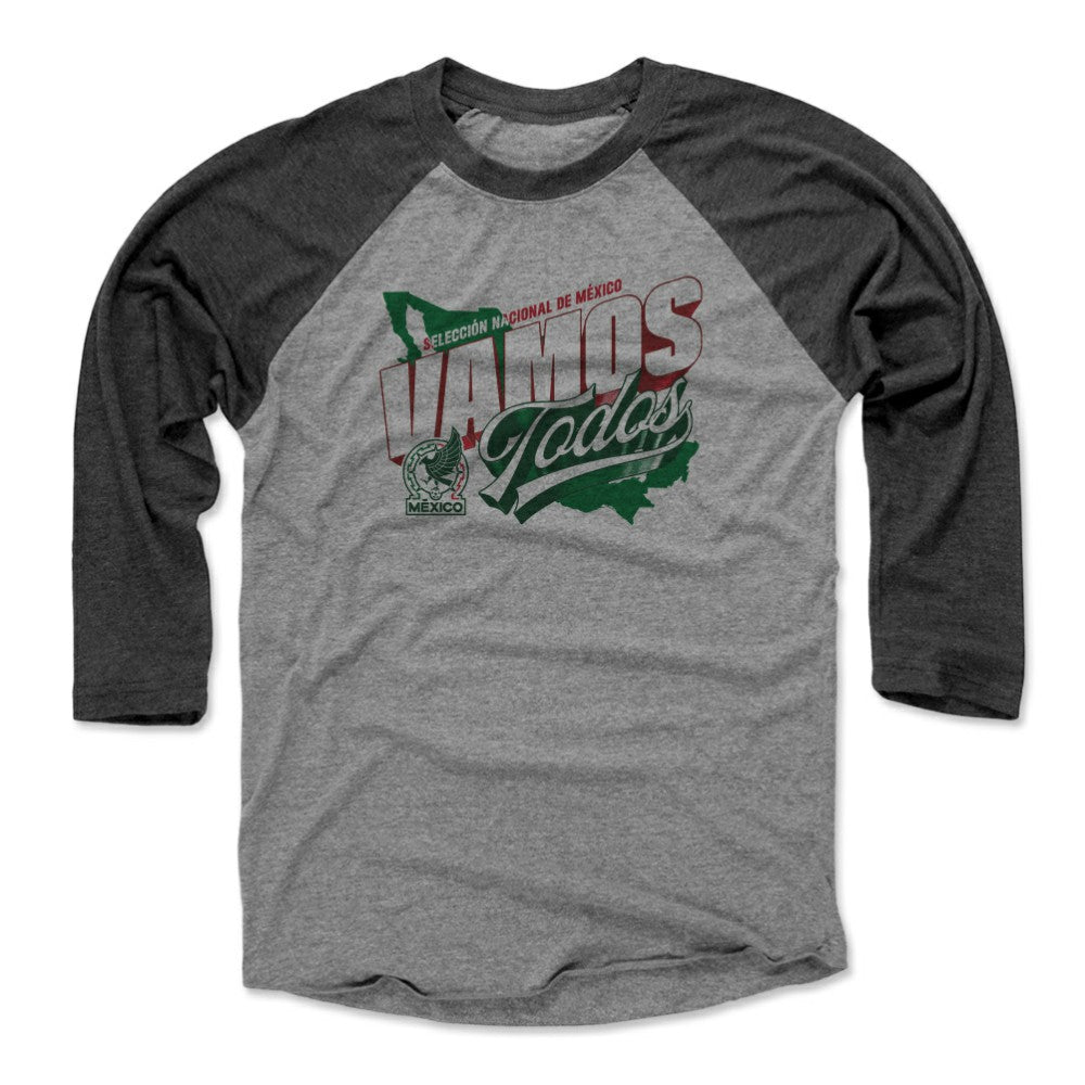 Mexico National Team 500 Level Vamos Todos Country 3/4-Sleeve Tri-Blend Baseball T-Shirt - Black/Heather Gray online