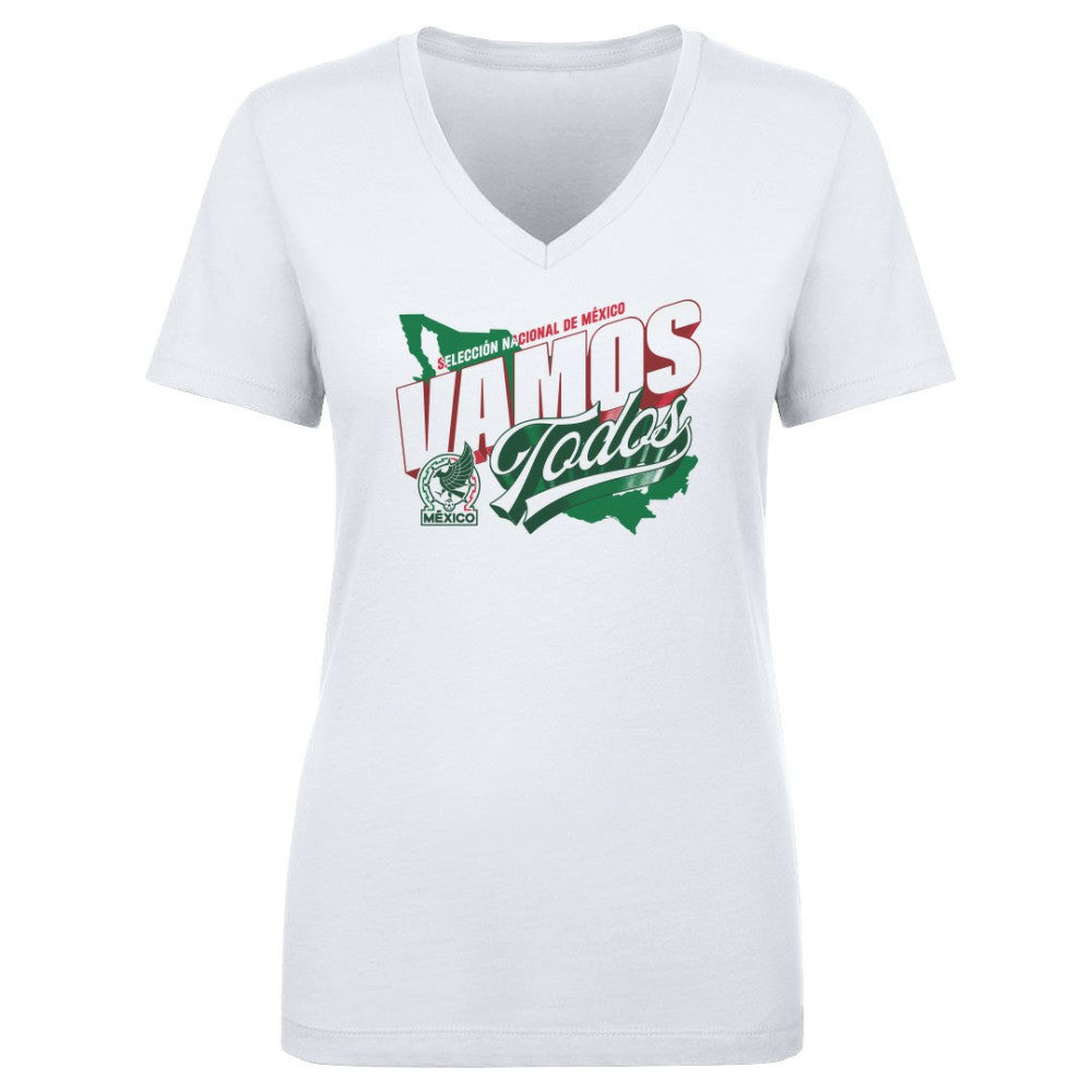 Mexico National Team 500 Level Women's Vamos Todos Country V-Neck T-Shirt - White outlet