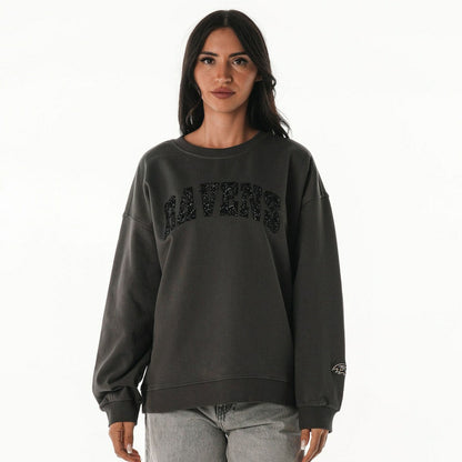 Baltimore Ravens The Wild Collective Women's Rock Crystal Oversized Crewneck Sweatshirt - Charcoal discount