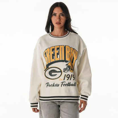 Green Bay Packers The Wild Collective Women's Oversized Vintage French Terry Sweatshirt - Cream online
