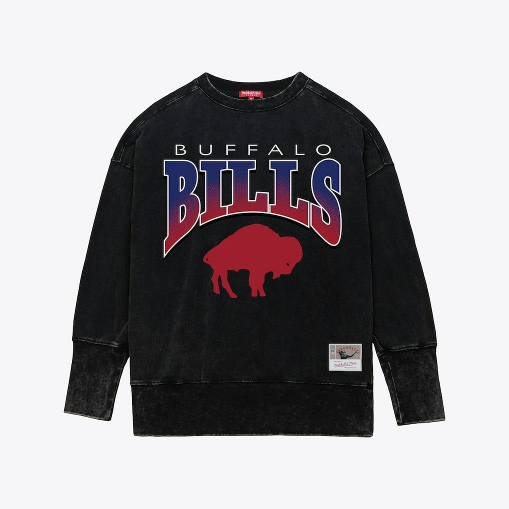 Buffalo Bills Women's Delineate Mineral Wash Crewneck Sweatshirt - Black for sale