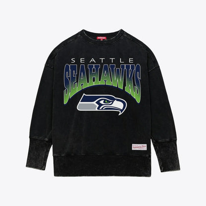Seattle Seahawks Women's Delineate Mineral Wash Crewneck Sweatshirt - Black sale