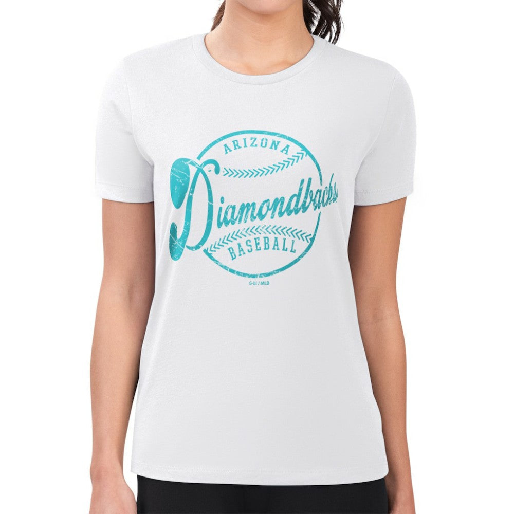 Arizona Diamondbacks G-III 4Her by Carl Banks Women's Super-Slim Fit Lightweight Distressed Baseball Team T-Shirt - White