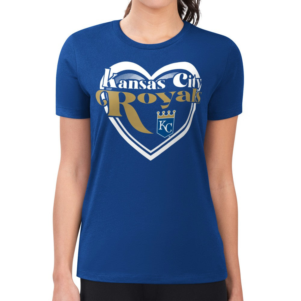 Kansas City Royals G-III 4Her by Carl Banks Women's Super-Slim Fit Lightweight Double Heart T-Shirt - Royal