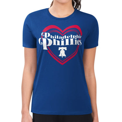 Philadelphia Phillies G-III 4Her by Carl Banks Women's Super-Slim Fit Lightweight Double Heart T-Shirt - Royal