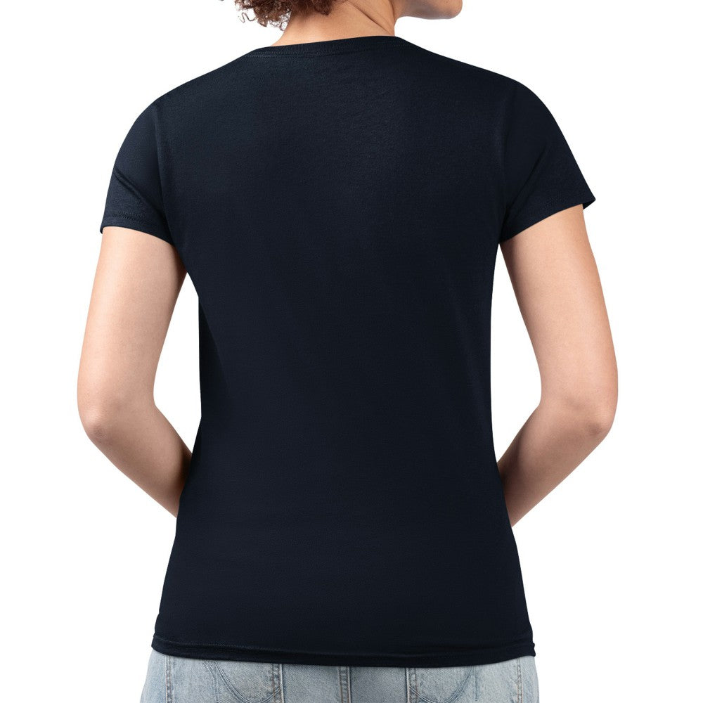 Los Angeles Angels G-III 4Her by Carl Banks Women's Super-Slim Fit Lightweight Double Heart V-Neck T-Shirt - Navy