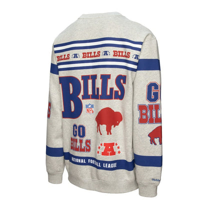Buffalo Bills All Over Print Vintage Fleece Crewneck Sweatshirt - Heather Gray sale