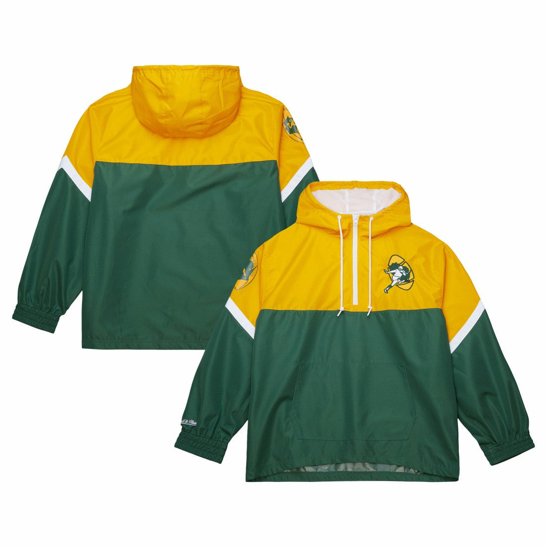 Green Bay Packers Tie Breaker Vintage Logo Lightweight Anorak Half-Zip Windbreaker - Gold/Green sale