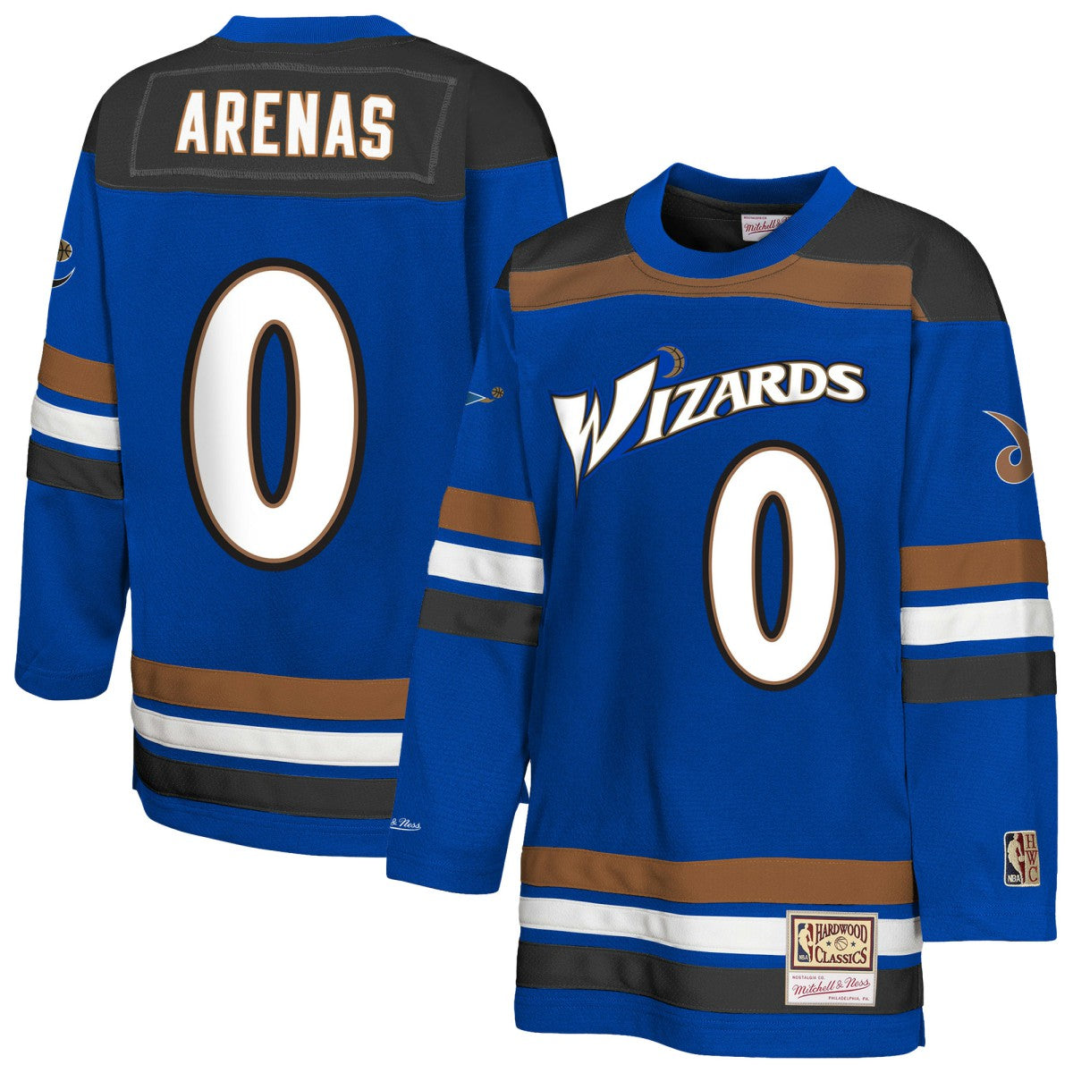 Gilbert Arenas Washington Wizards Youth Maxxed Out 2.0 Fashion Hockey Jersey - Blue | Mitchell & Ness on sale
