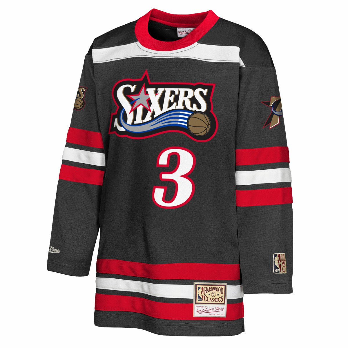 Allen Iverson Philadelphia 76ers Youth Maxxed Out 2.0 Fashion Hockey Jersey - Black | Mitchell & Ness cheap