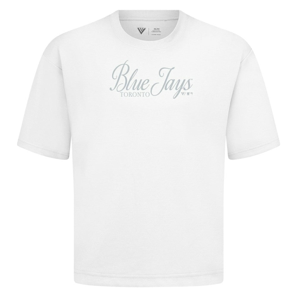 Toronto Blue Jays Levelwear Ethereal Oversized Luxe Signature Knit T-Shirt - White