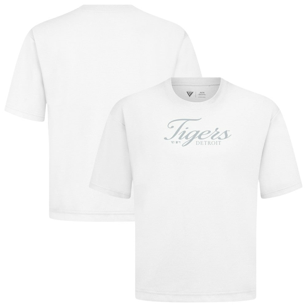 Detroit Tigers Levelwear Ethereal Oversized Luxe Signature Knit T-Shirt - White