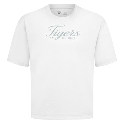 Detroit Tigers Levelwear Ethereal Oversized Luxe Signature Knit T-Shirt - White