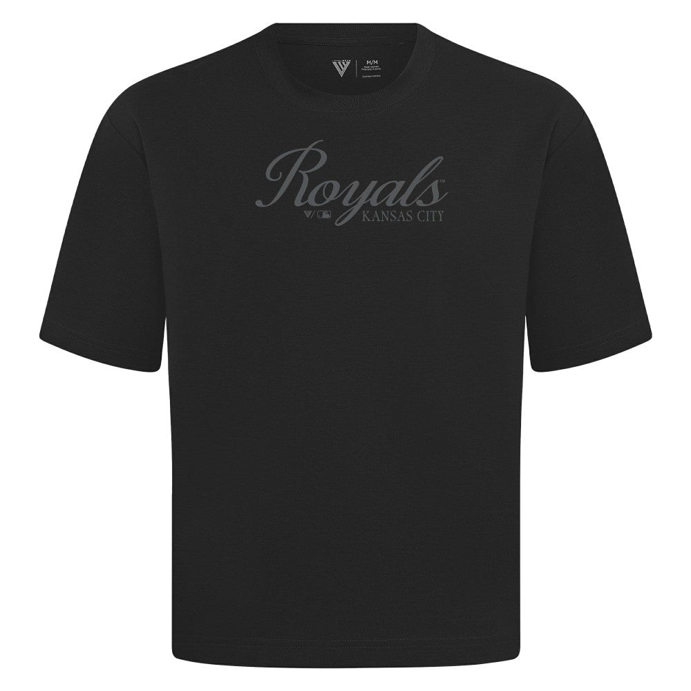 Kansas City Royals Levelwear Ethereal Oversized Luxe Signature Knit T-Shirt - Black