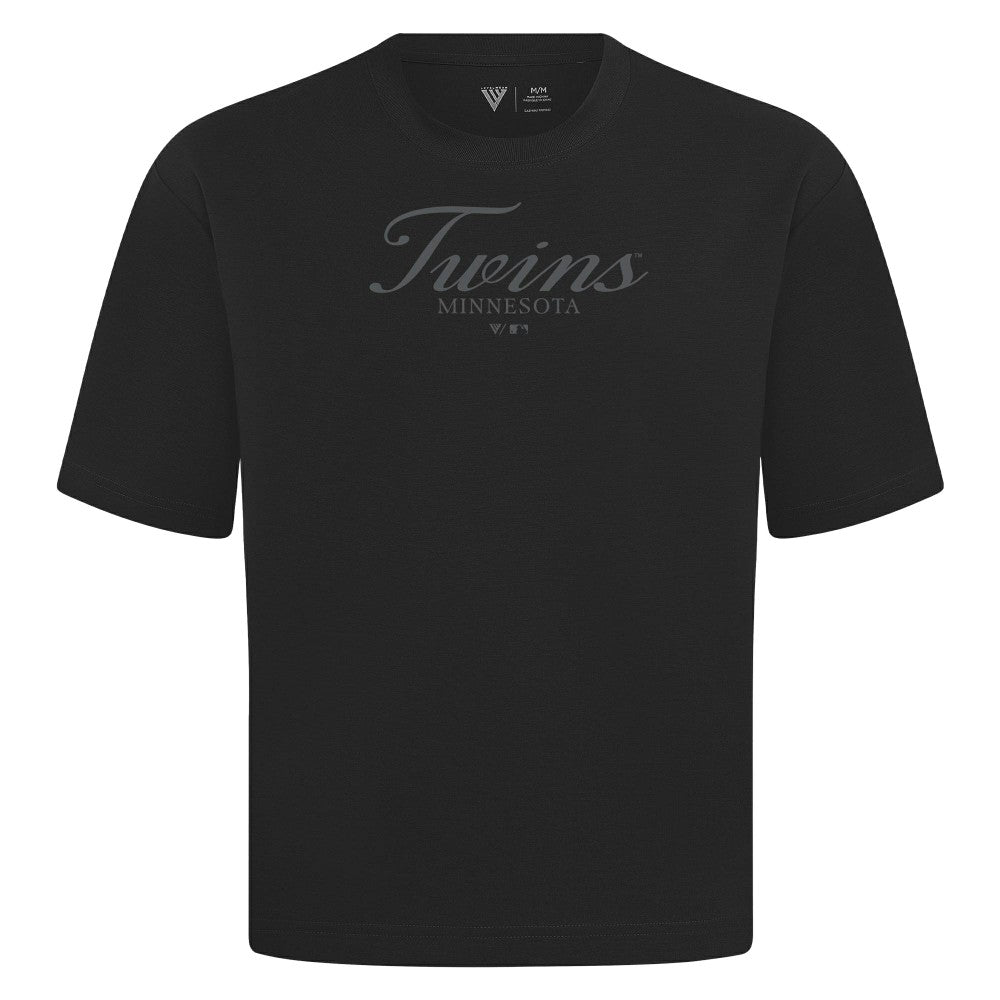 Minnesota Twins Levelwear Ethereal Oversized Luxe Signature Knit T-Shirt - Black