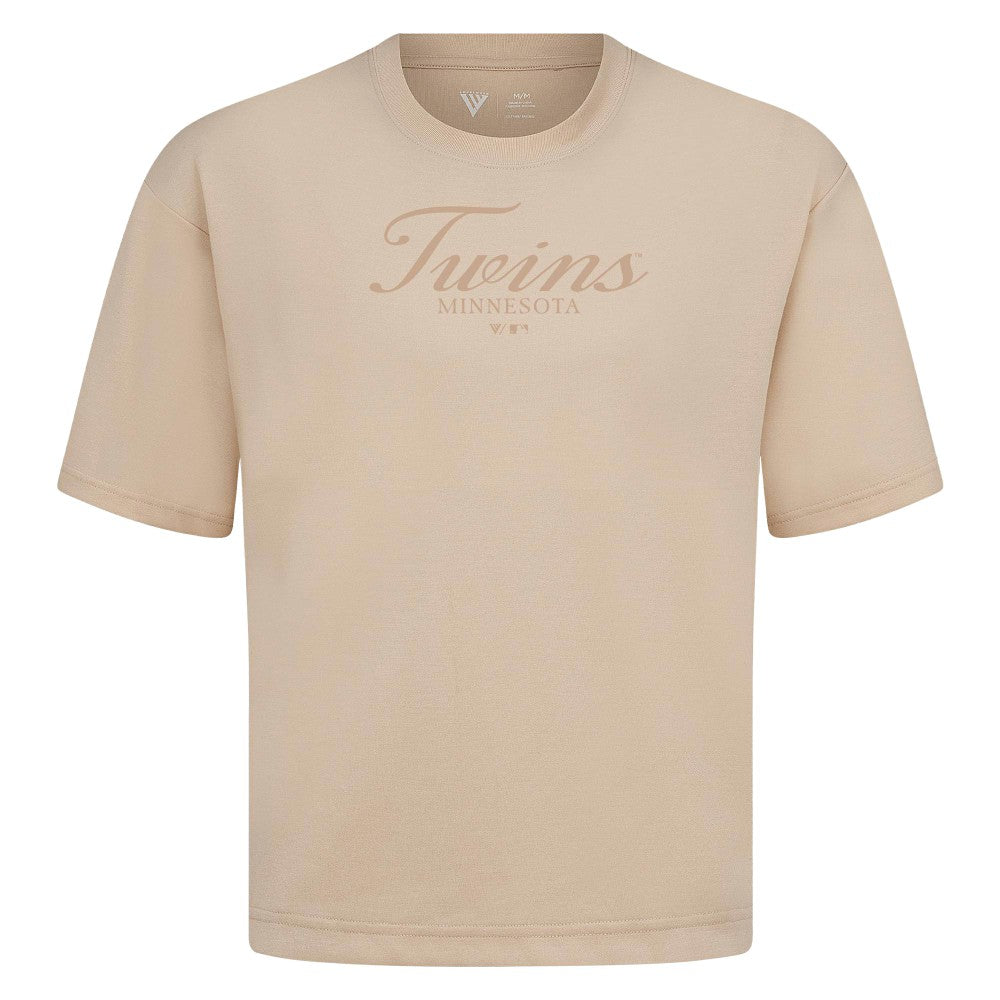 Minnesota Twins Levelwear Ethereal Oversized Luxe Signature Knit T-Shirt - Khaki