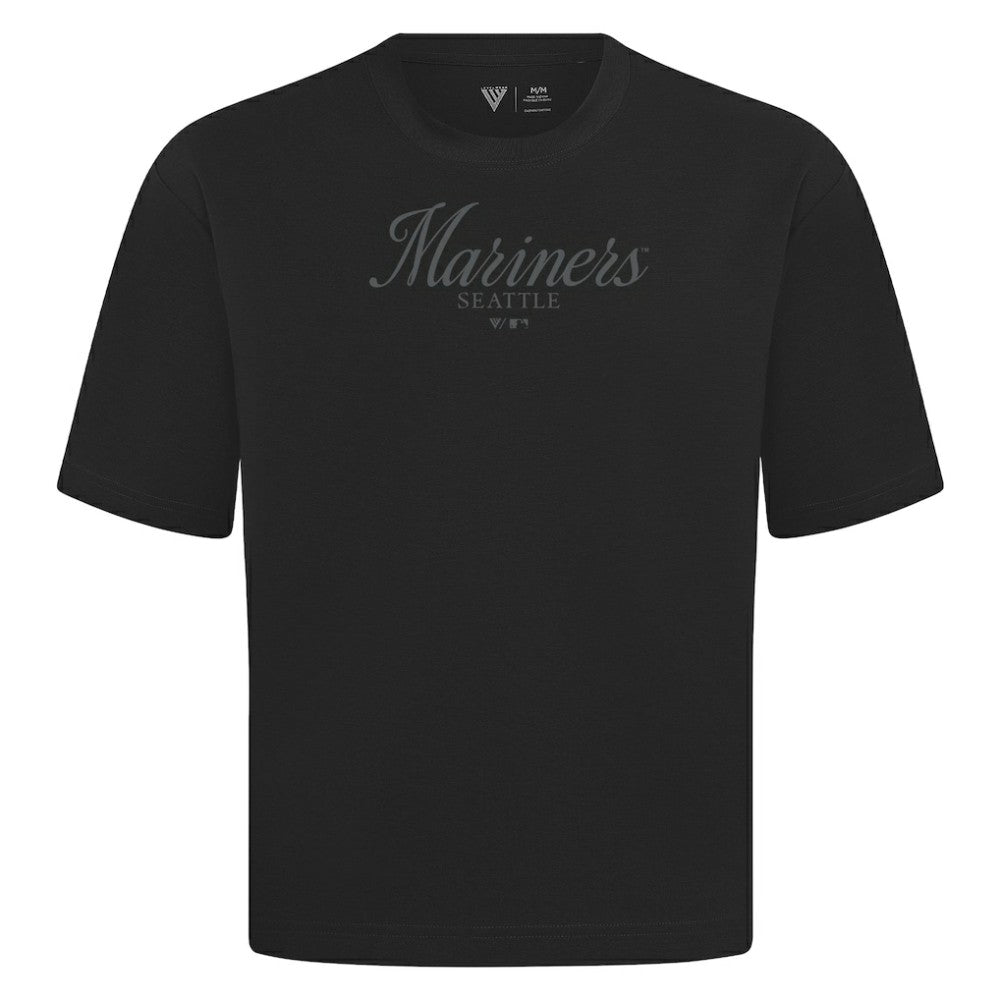 Seattle Mariners Levelwear Ethereal Oversized Luxe Signature Knit T-Shirt - Black