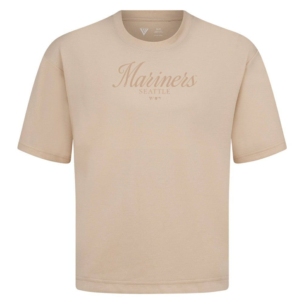 Seattle Mariners Levelwear Ethereal Oversized Luxe Signature Knit T-Shirt - Khaki
