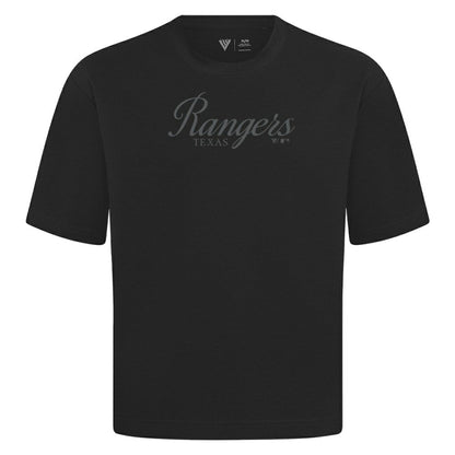 Texas Rangers Levelwear Ethereal Oversized Luxe Signature Knit T-Shirt - Black