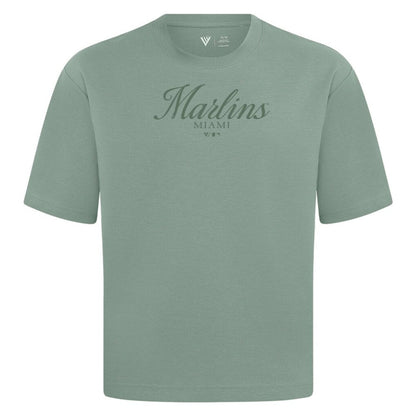 Miami Marlins Levelwear Ethereal Oversized Luxe Signature Knit T-Shirt - Green