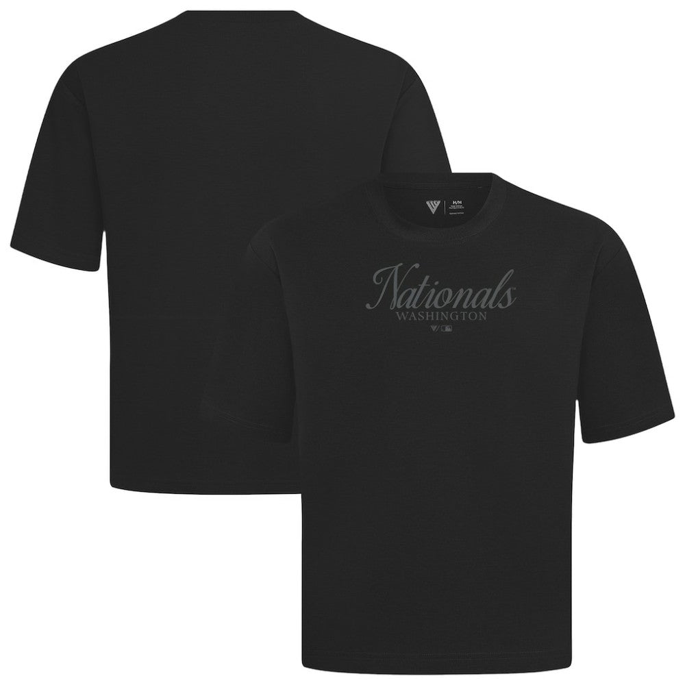Washington Nationals Levelwear Ethereal Oversized Luxe Signature Knit T-Shirt - Black