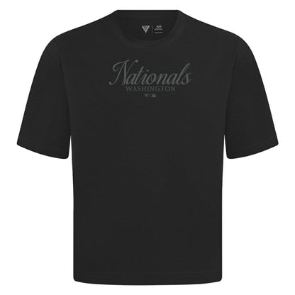 Washington Nationals Levelwear Ethereal Oversized Luxe Signature Knit T-Shirt - Black