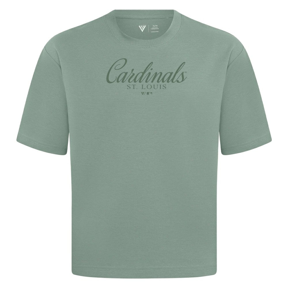 St. Louis Cardinals Levelwear Ethereal Oversized Luxe Signature Knit T-Shirt - Green
