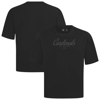 St. Louis Cardinals Levelwear Ethereal Oversized Luxe Signature Knit T-Shirt - Black