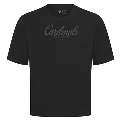 St. Louis Cardinals Levelwear Ethereal Oversized Luxe Signature Knit T-Shirt - Black